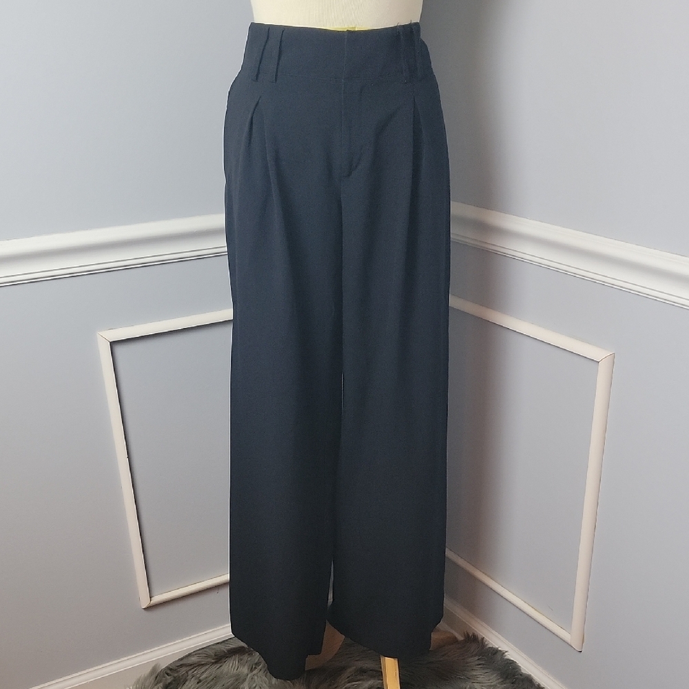 URBAN OUTFITTERS Archive Black Pleated Wide Leg Office Dress Trouser Pants L